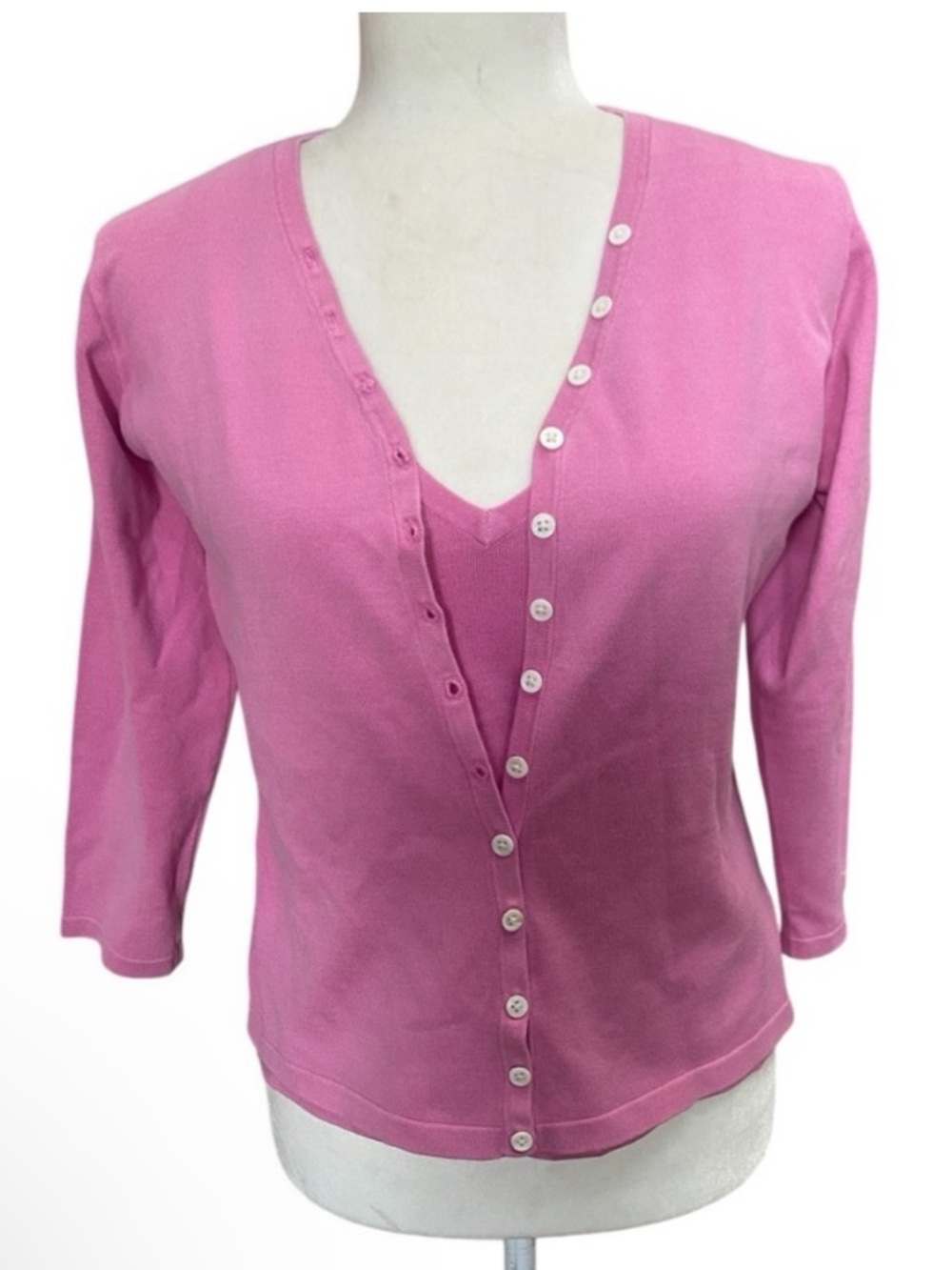 Lilly Pulitzer Silk Blend Bright Pink Shell And Cardigan Sweater Set Y2k
